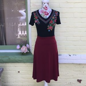 Black floral embroidered Boho top
